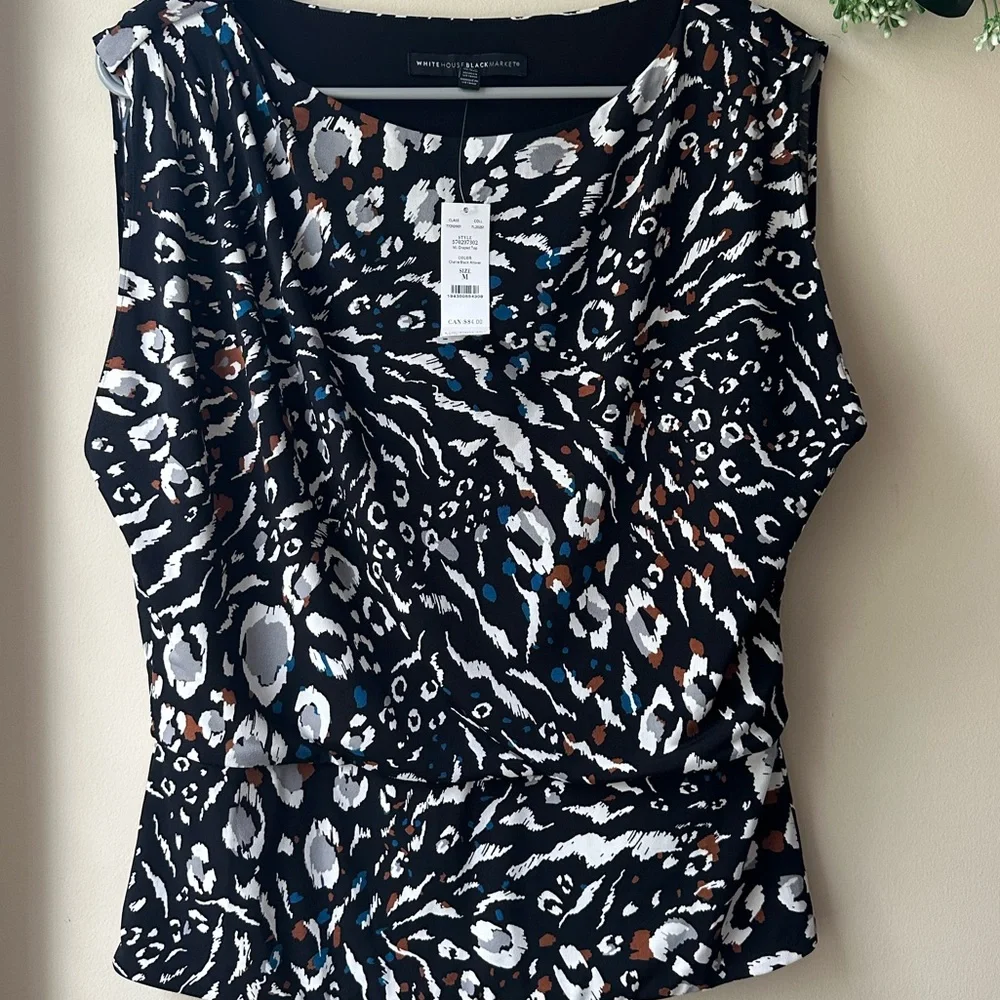 Chic Black and White Patterned Women's Top - Picture 2 of 9